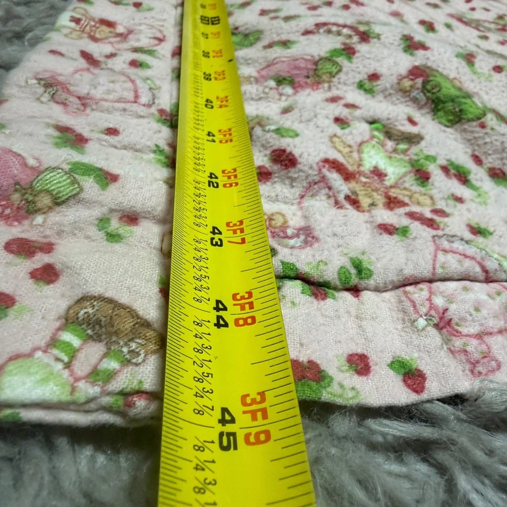 Vintage Strawberry Shortcake Patchwork Quilt Pink Green Handmade 45